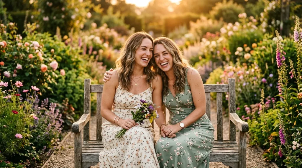 Twin sisters smiling together, symbolizing Birthday Messages for Twin Sisters beautifully.