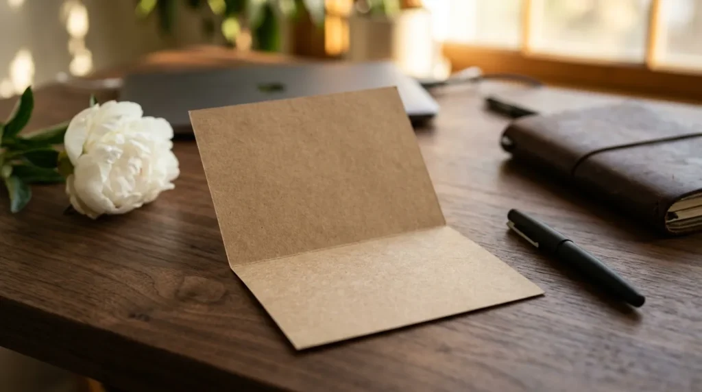 Elegant birthday card and fountain pen on desk representing professional birthday messages for your supervisor.