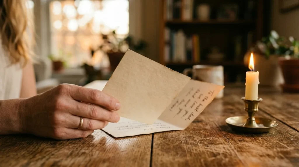 A handwritten birthday card and glowing candle capturing heartfelt birthday messages for nephew.