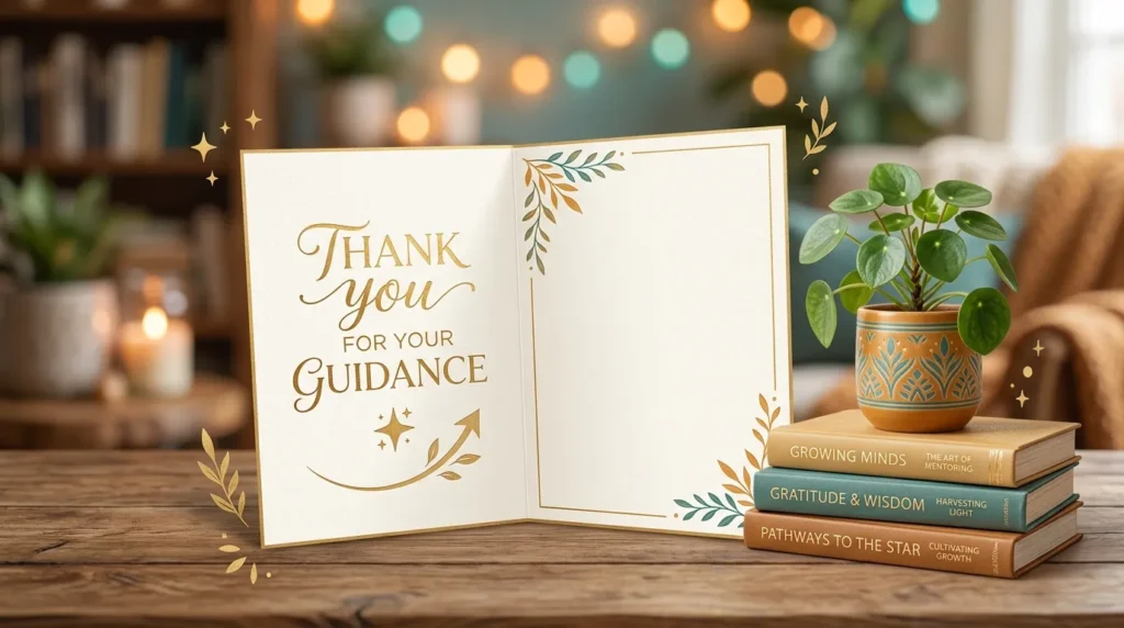 Star and books illustrate birthday card messages for a coworker mentor