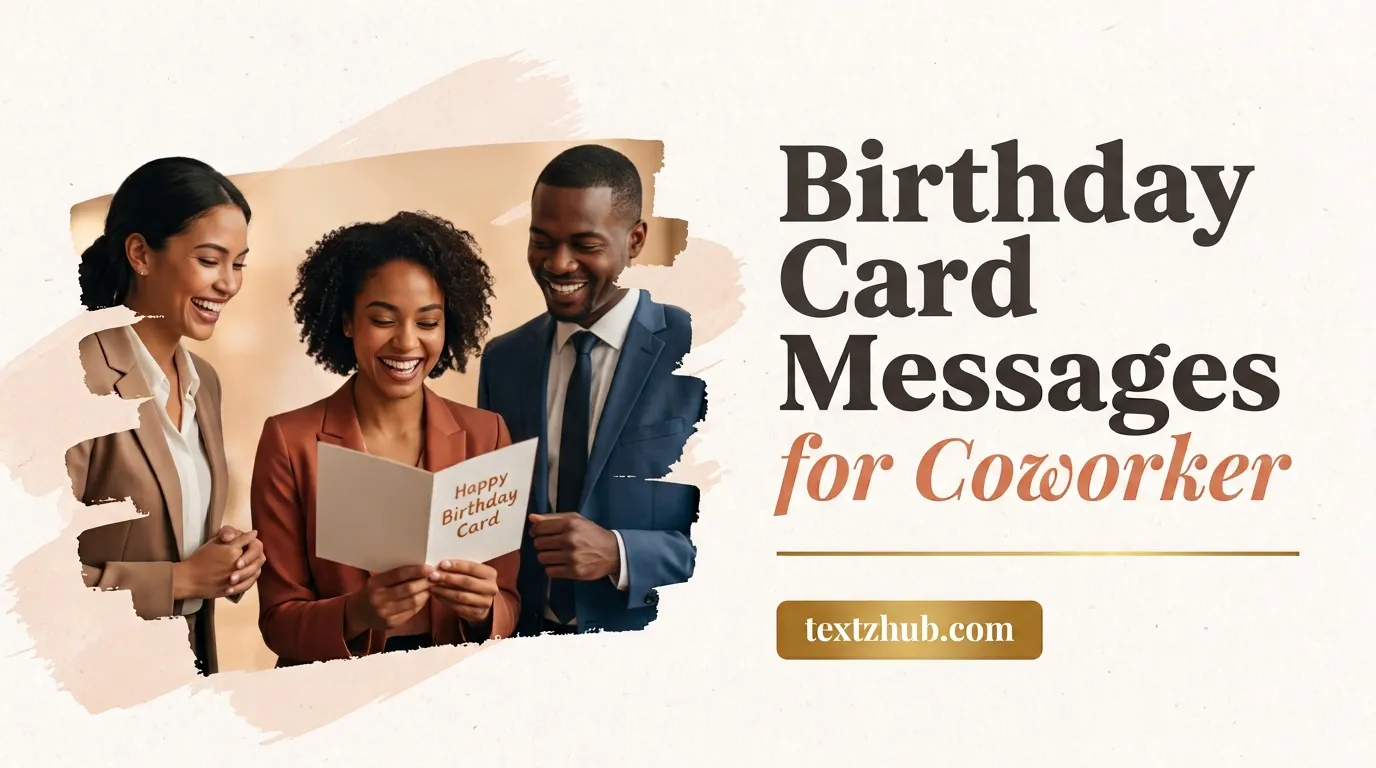 Diverse coworkers joyfully sharing and reading birthday card messages for coworker in office.