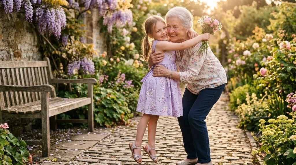 Warm illustration for birthday messages for grandmother from your granddaughter with love