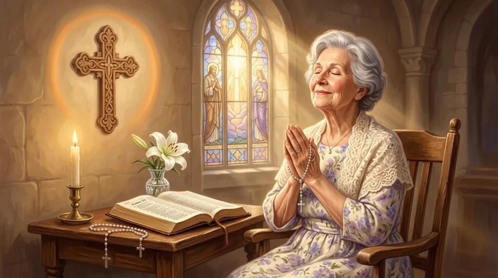 A sacred golden illustration of birthday messages for grandmother religious blessing-style birthday wishes for grandmother