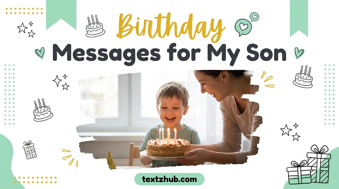 A joyful child and mother moment paired with sweet birthday messages for my son.