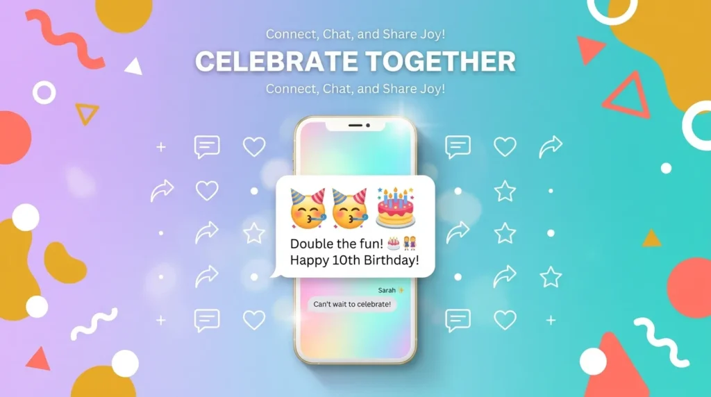 Platform-ready birthday messages for twins shown on smartphone screen