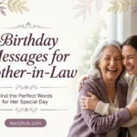 Warm birthday messages for mother-in-law featuring daughter-in-law sharing a joyful celebratory hug.