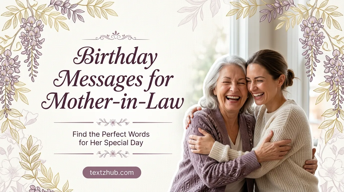 Warm birthday messages for mother-in-law featuring daughter-in-law sharing a joyful celebratory hug.