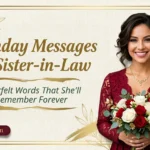 Elegant birthday messages for sister-in-law featured with a portrait of a woman holding roses.