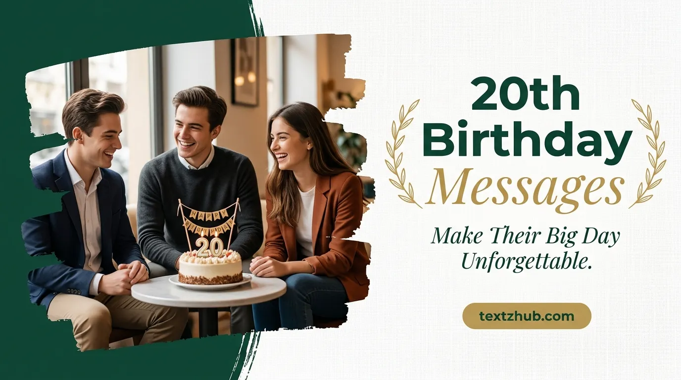 Stylish young boys and girls celebrating together with a birthday cake, perfect for 20th Birthday Messages featured image and celebration inspiration.