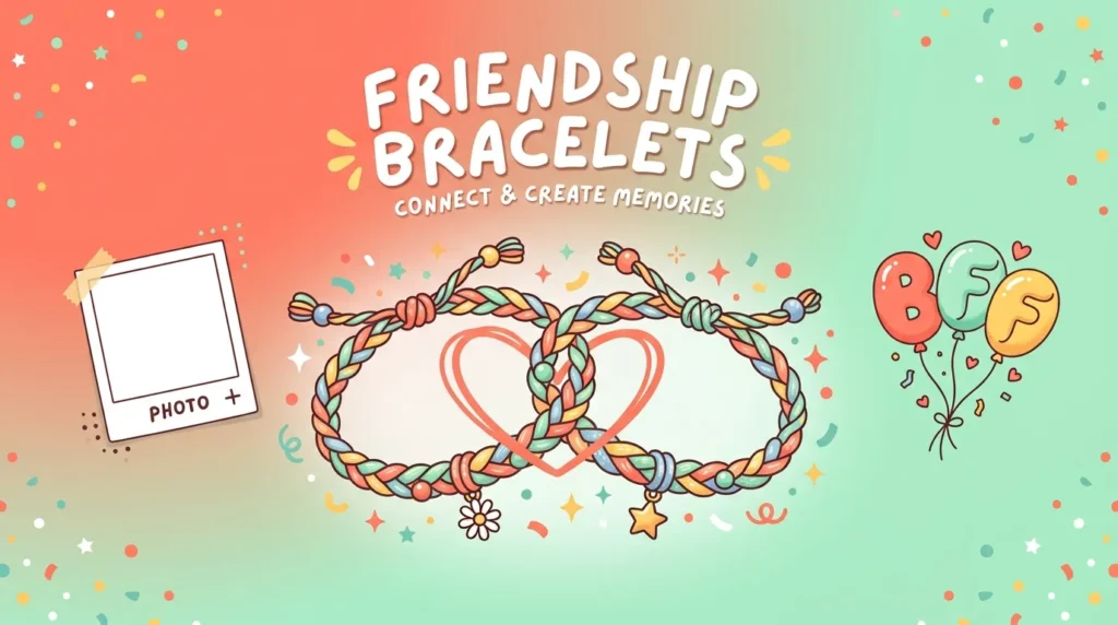 Coral and mint graphic showing friendship bracelets for 17th birthday messages for your best friend.