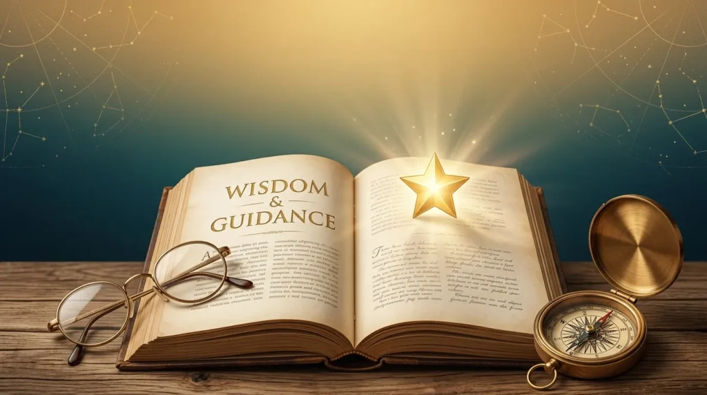 Guidance-themed compass and book scene for 60th birthday messages for a mentor
