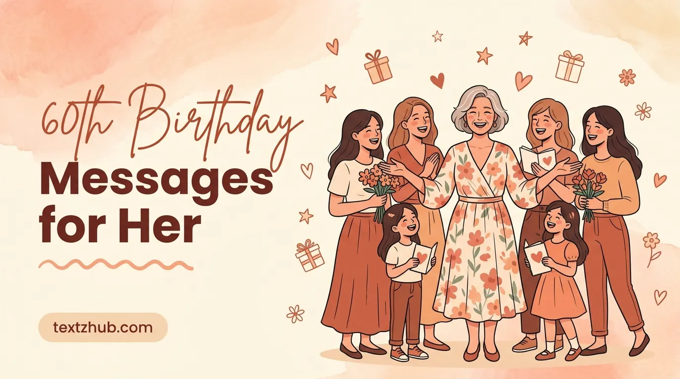 Warm illustrated group of women celebrating with 60th Birthday Messages for Her