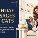 Elegant woman tenderly reading birthday messages for cats on her phone.