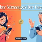 Emotional split-panel illustration of people sending and receiving birthday messages for Facebook.