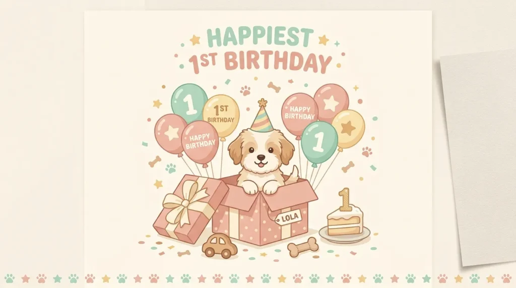 Poodle in pink bow celebrating birthday messages for girl dogs