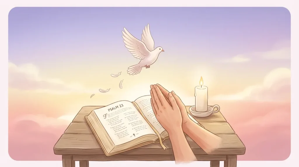 Praying hands and dove symbolizing birthday prayers for your pastor