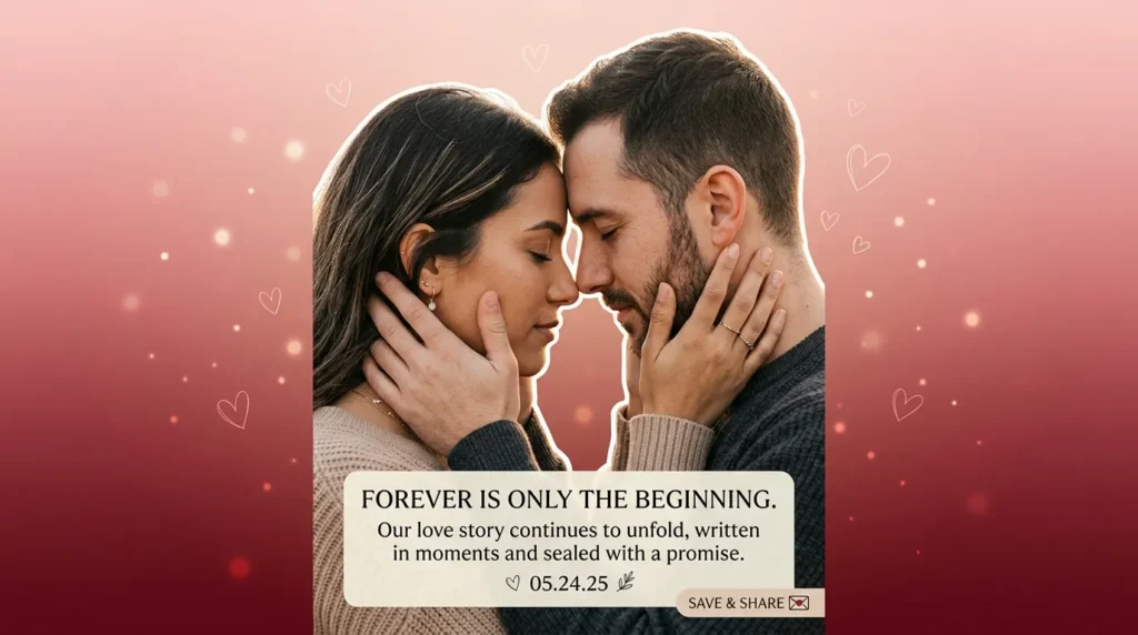Couple foreheads touching in soul-stirring deep crazy love message design