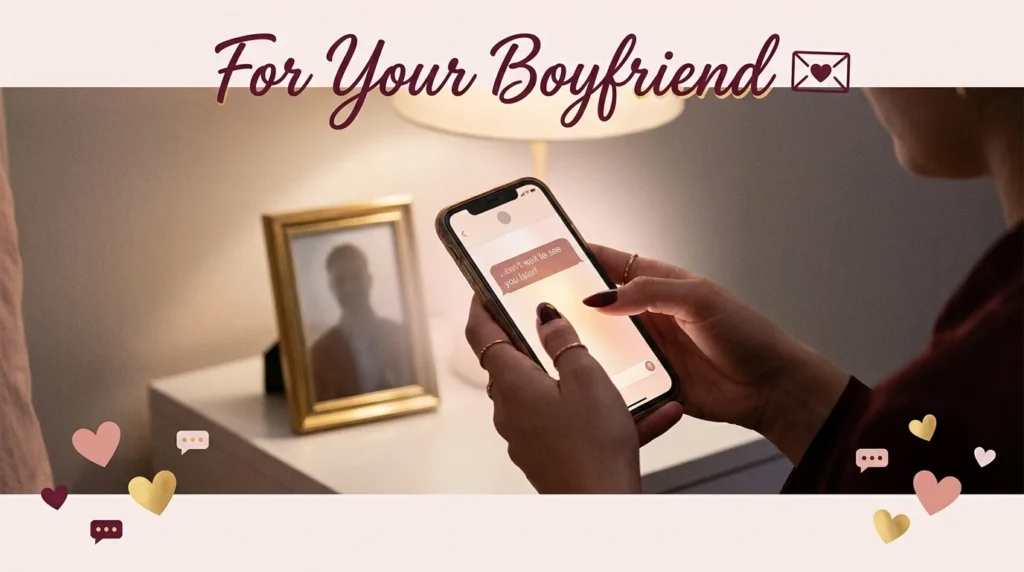 Woman texting deep text messages for him on glowing phone screen romantically