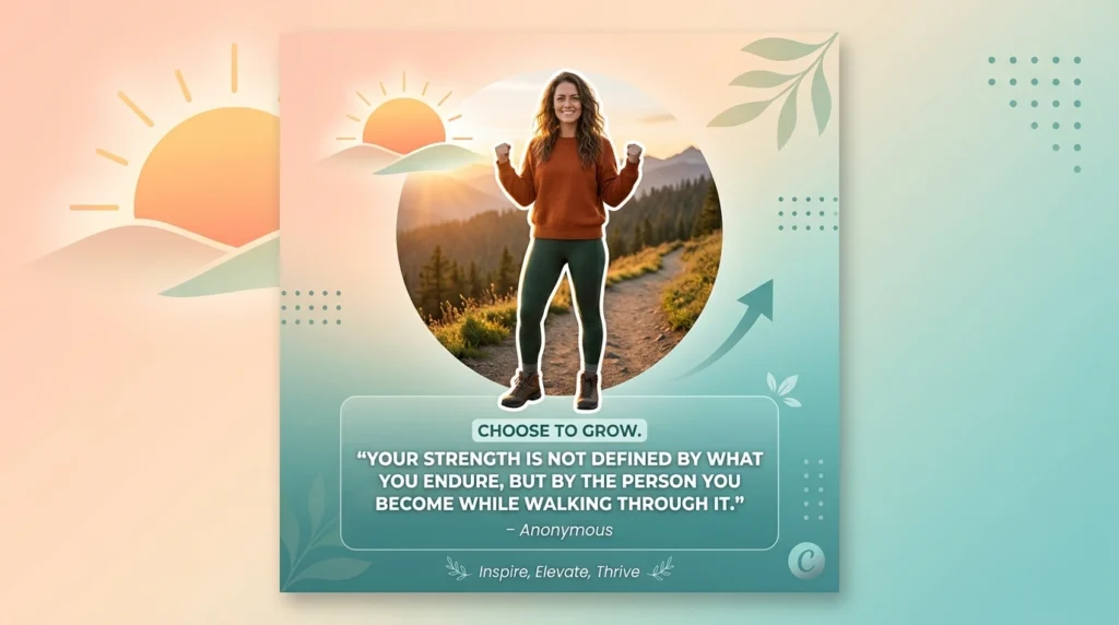 Confident woman standing strong receiving encouragement and support message