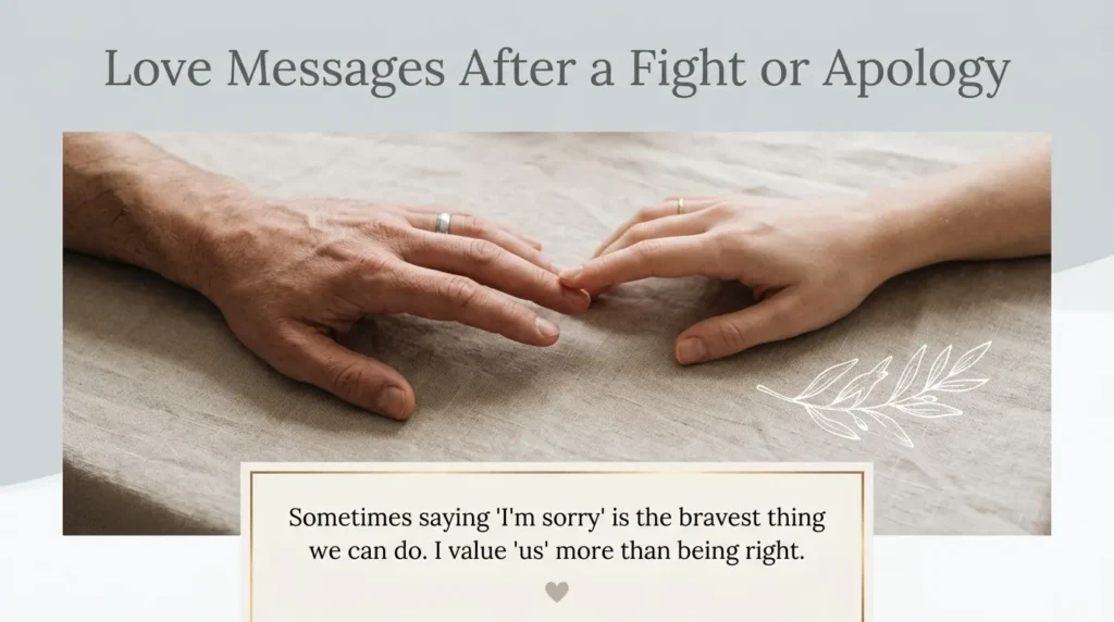 Hands reaching together showing love messages after a fight or apology