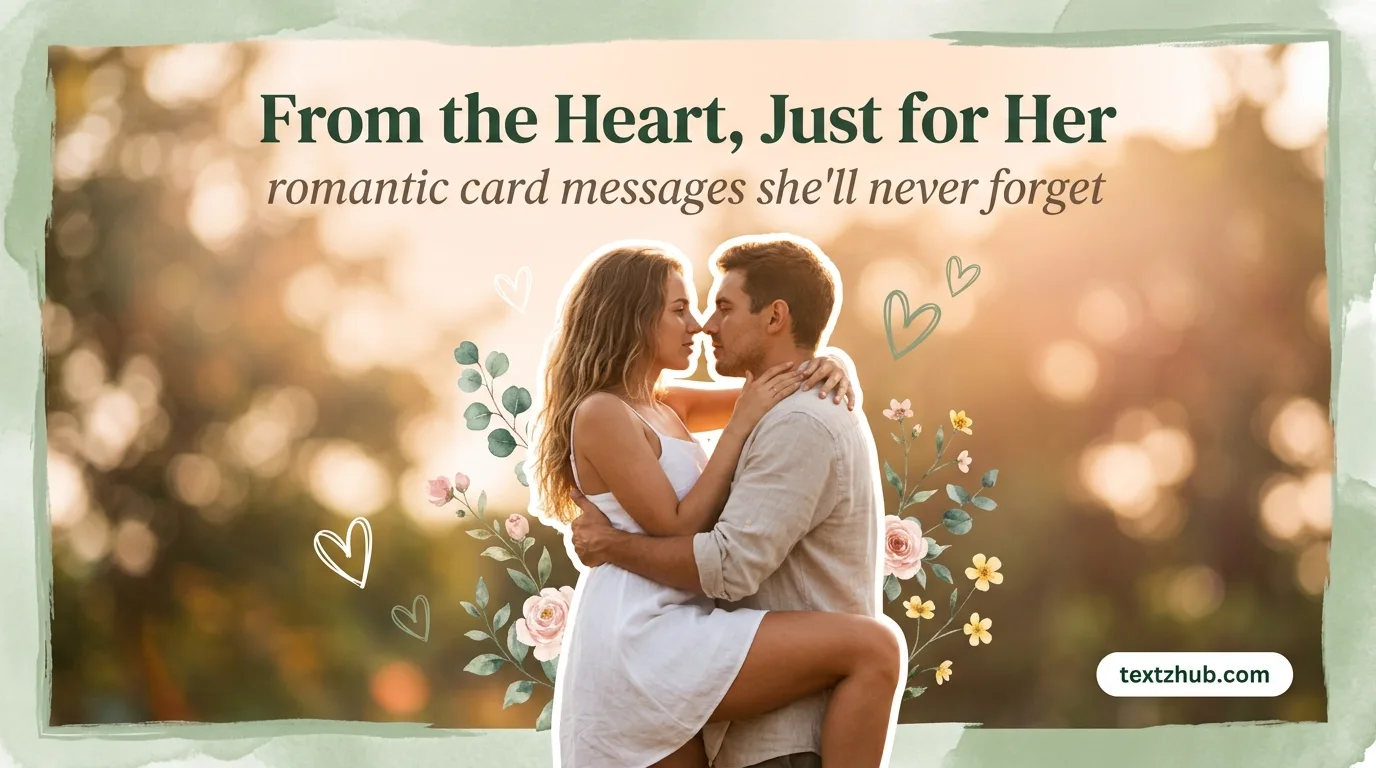 Romantic card messages for her inspired by passionate couple sharing a golden-hour love moment.