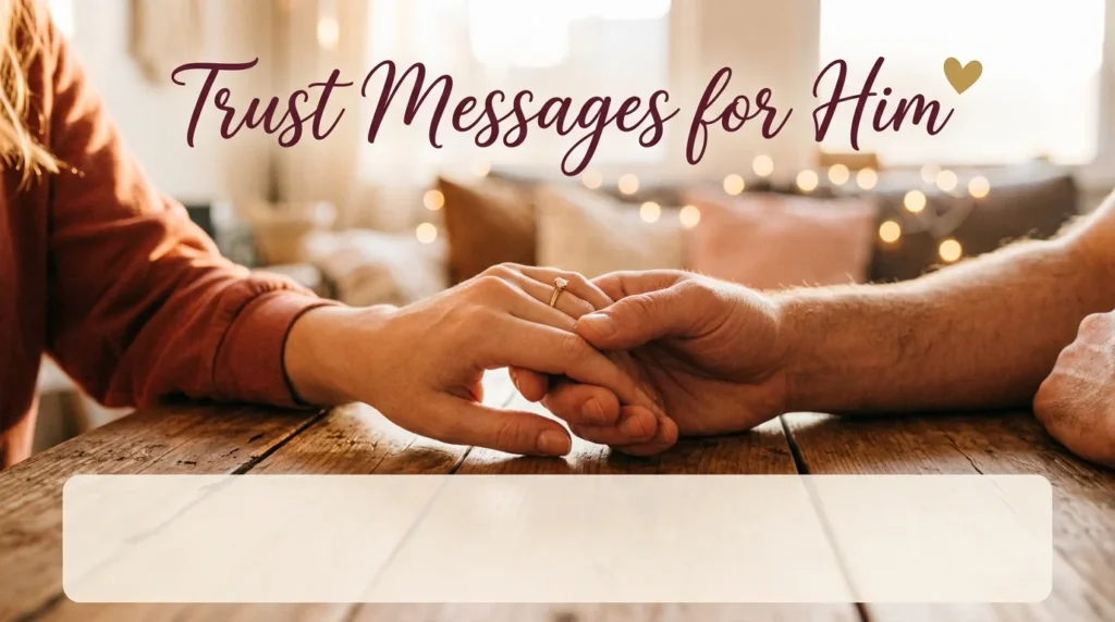 Couple holding hands showing short sweet trust messages for him romantically