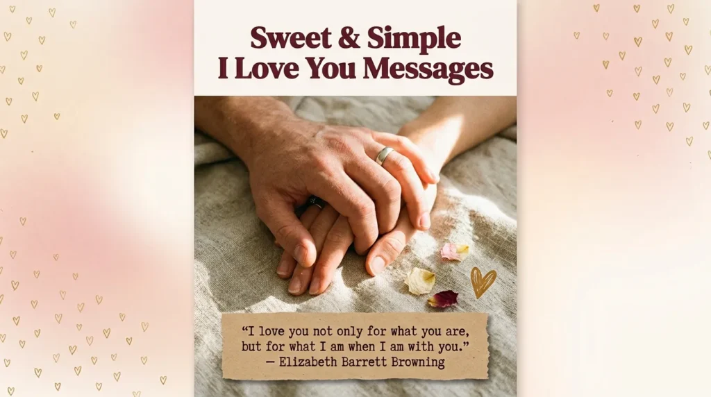 Couple holding hands showing sweet and simple I love you messages
