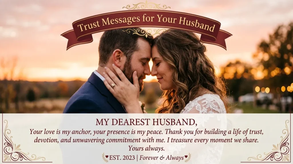 Husband and wife forehead touching illustrating trust messages for husband