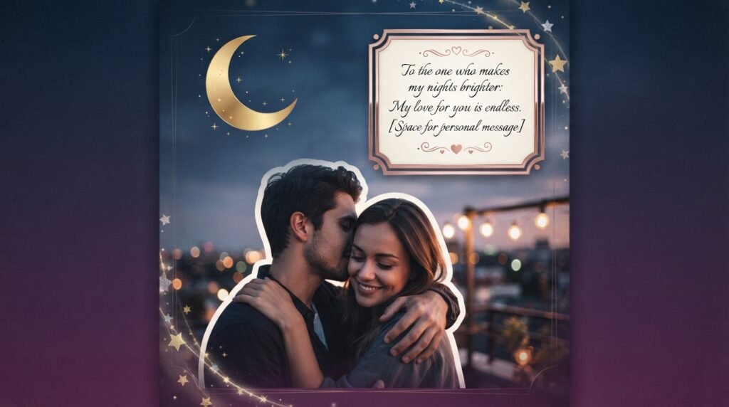 Couple foreheads touching sharing a deep heart-touching evening message