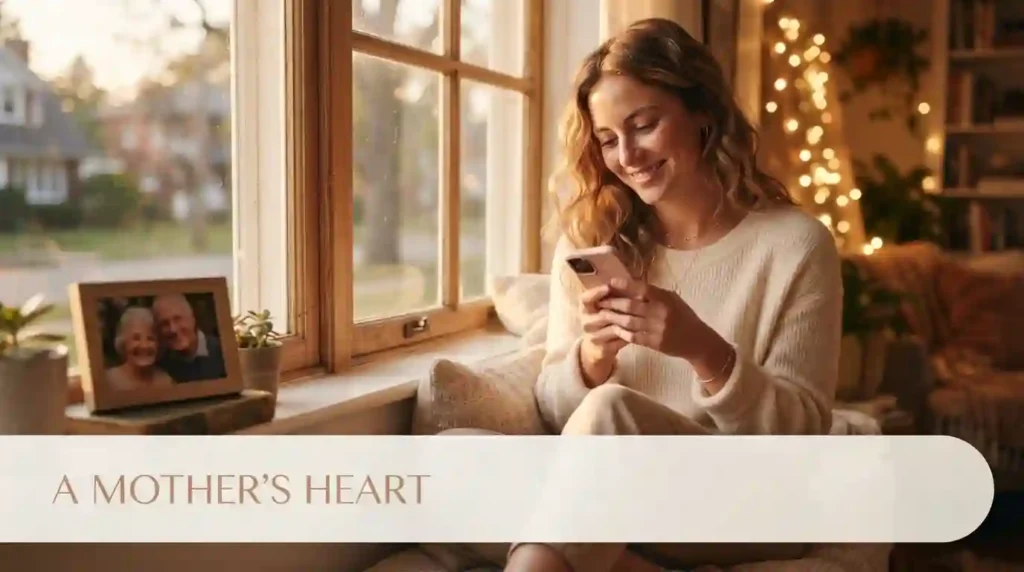 Woman smiling nervously at phone, first flirty text moment