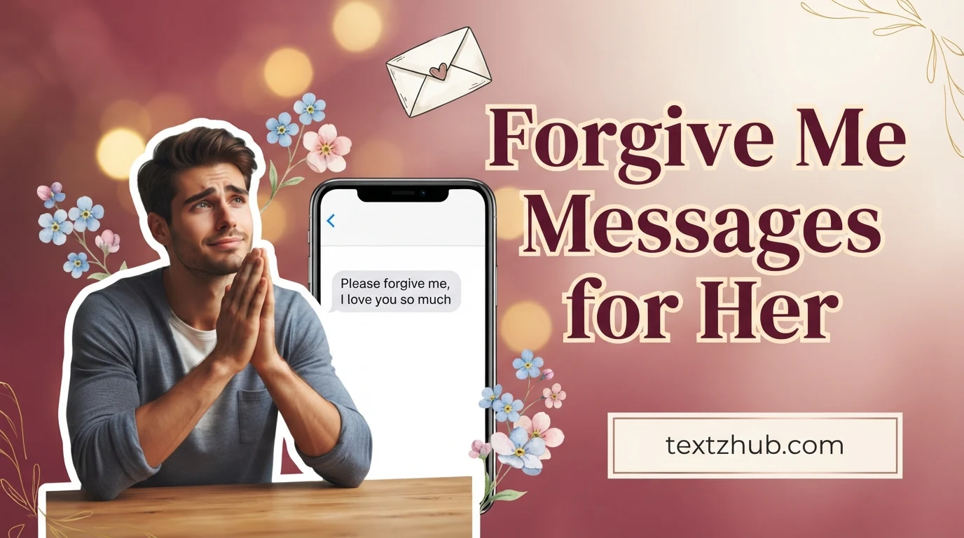 Man sending heartfelt forgive me messages for her on his phone.