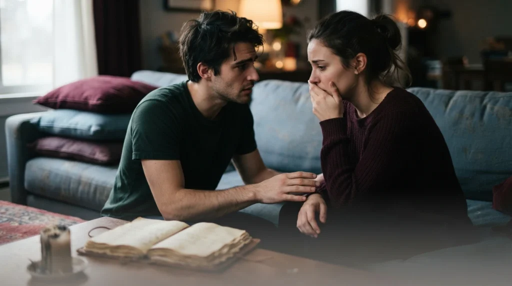 Man showing regret after saying something hurtful to his partner