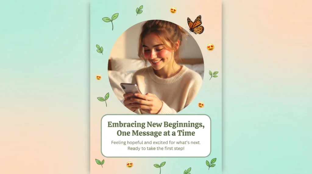 Woman smiling shyly texting illustrating gn texts for new relationship stage