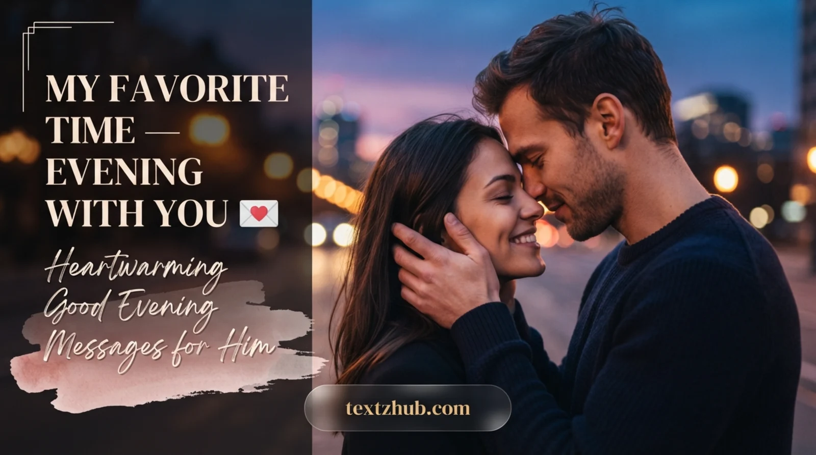Couple in intimate forehead touch moment perfect for good evening messages for him.