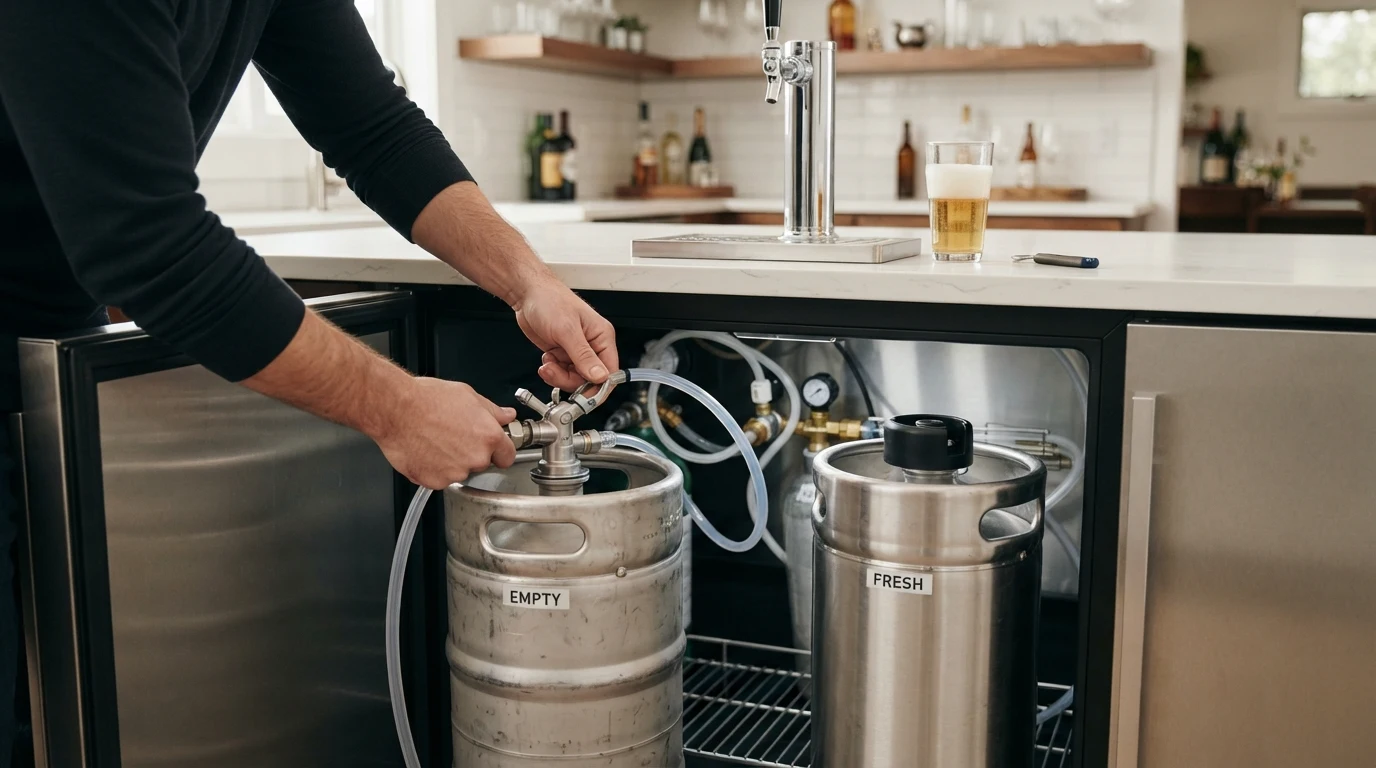 How to Change a Keg with a fresh keg and kegerator setup
