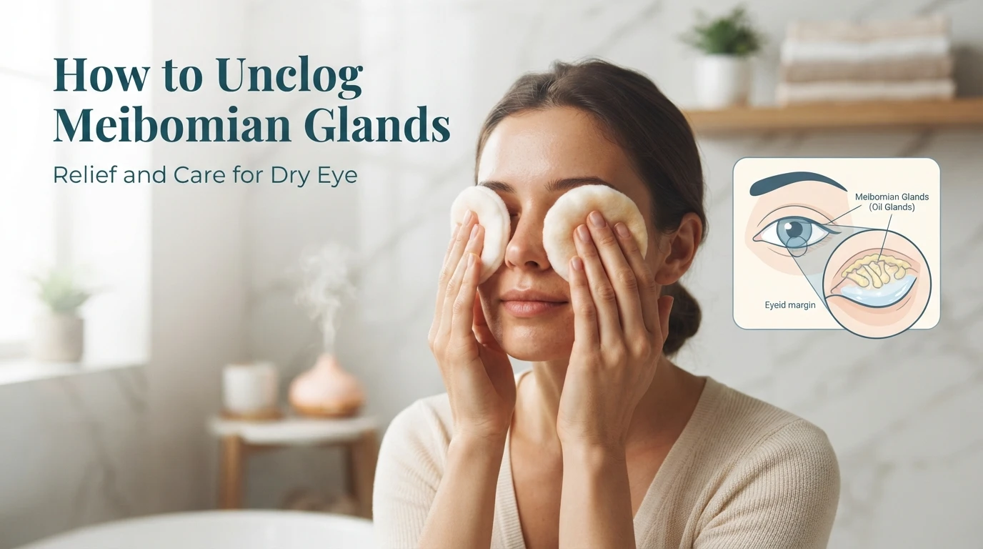 How to unclog meibomian glands with a warm eye compress
