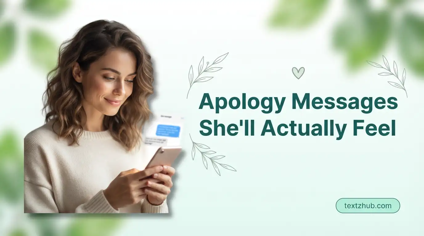 Woman reading emotional I'm sorry messages for her on smartphone in fresh editorial design.