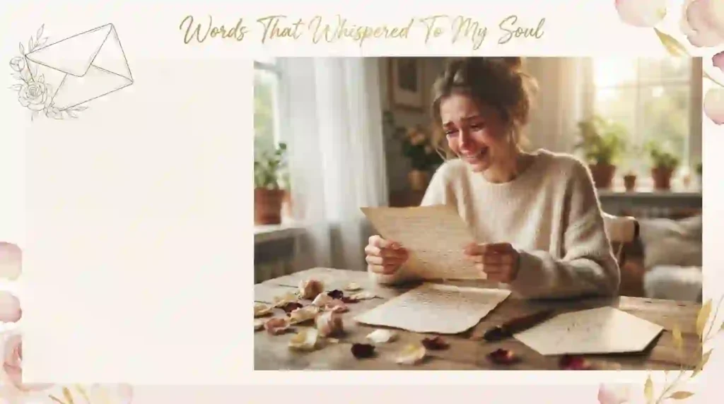 Woman emotionally reading a heartfelt handwritten apology letter