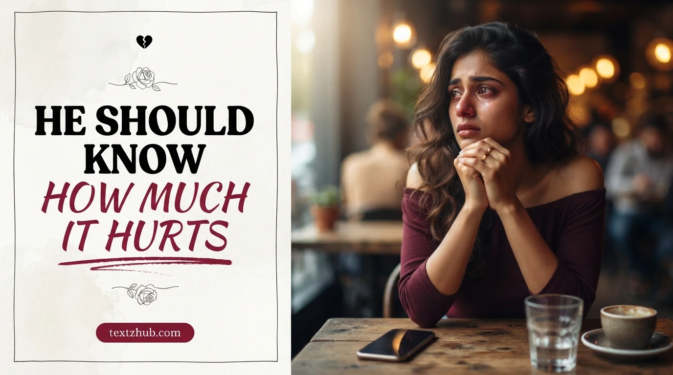 Heartbroken woman at café composing sad text messages for him with tearful eyes