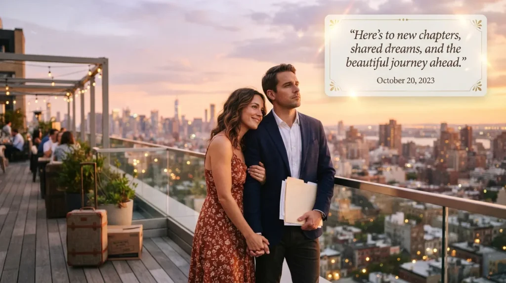 Couple holding hands at sunset, sharing supportive messages for life changes