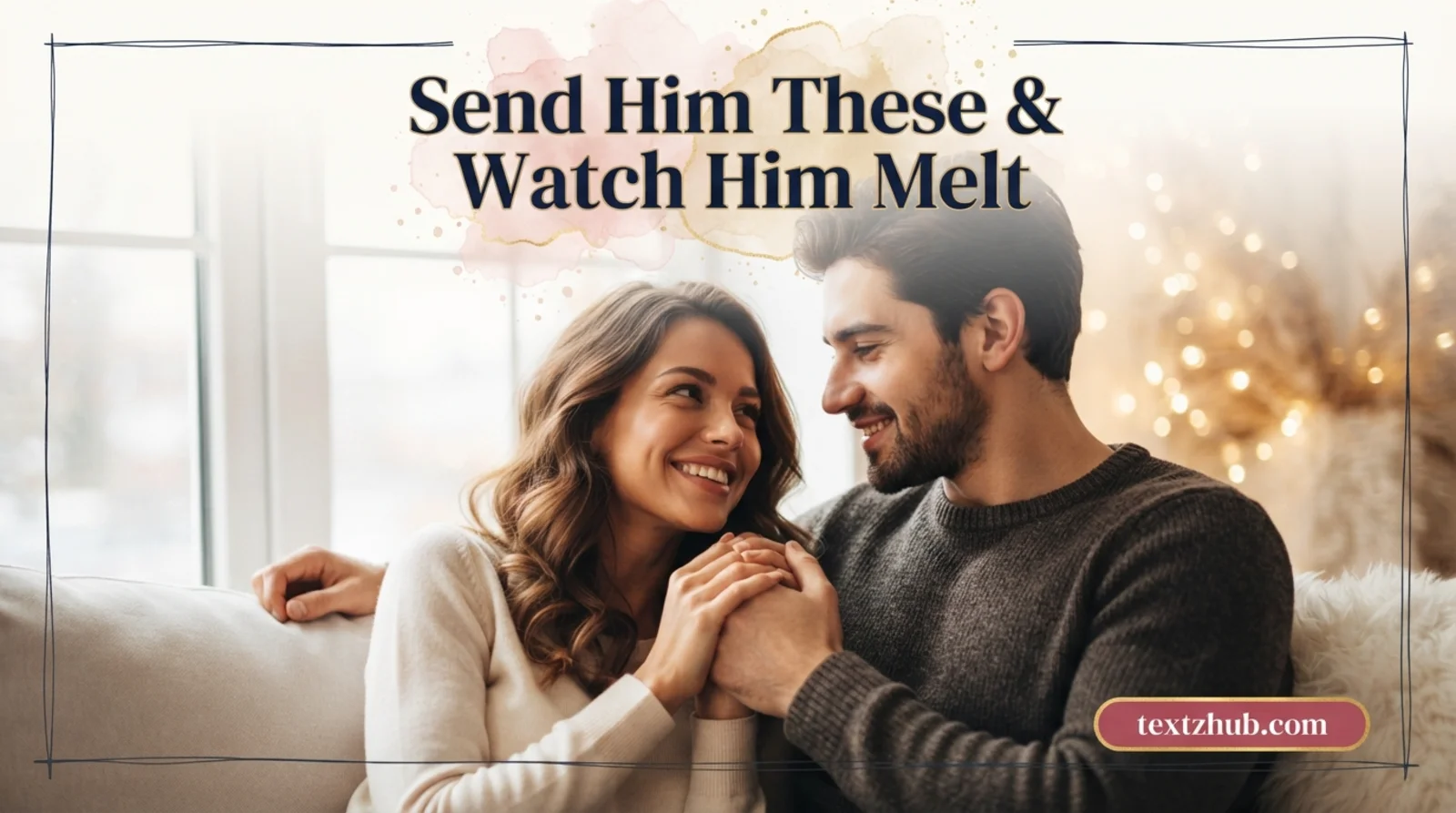 Loving couple in candid indoor moment paired with heartfelt supportive messages for him.