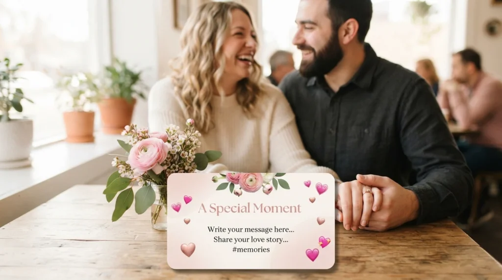 Couple holding hands showing sweet love emoji message inspiration for him