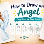 How to Draw an Angel: Easy Step-by-Step Guide with simple angel drawing steps and a finished angel illustration.