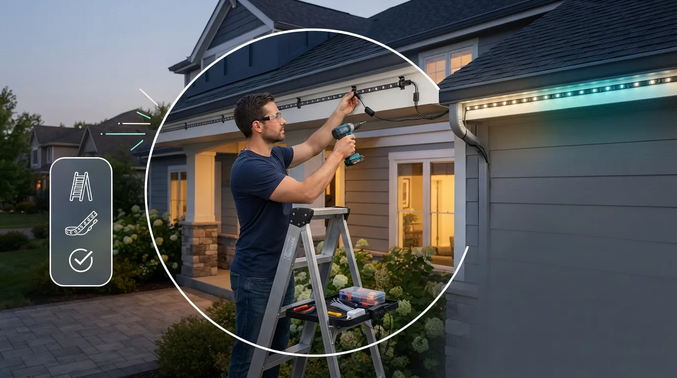 How to install Govee permanent outdoor lights along a home roofline.